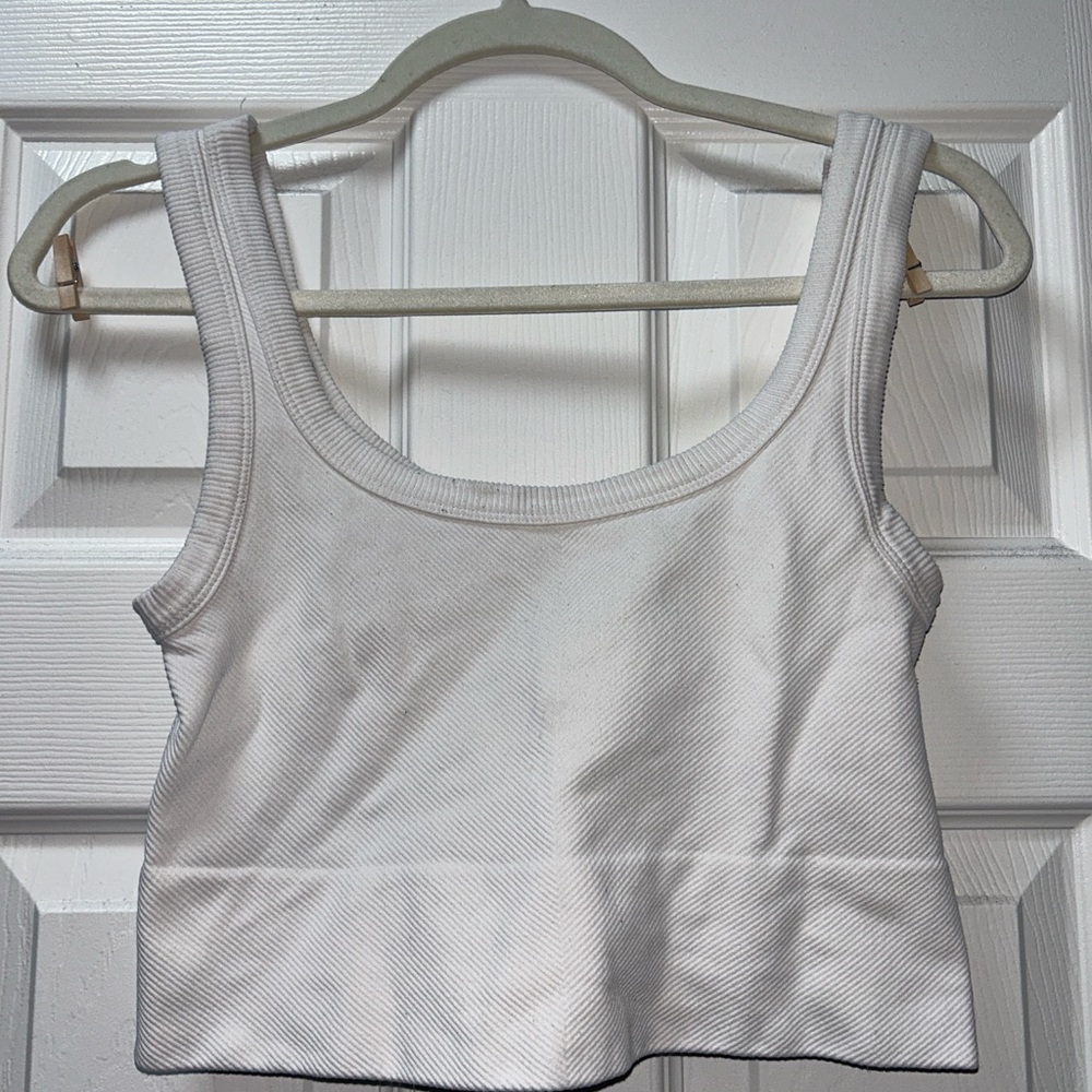 By Together White Ribbed Tank Top